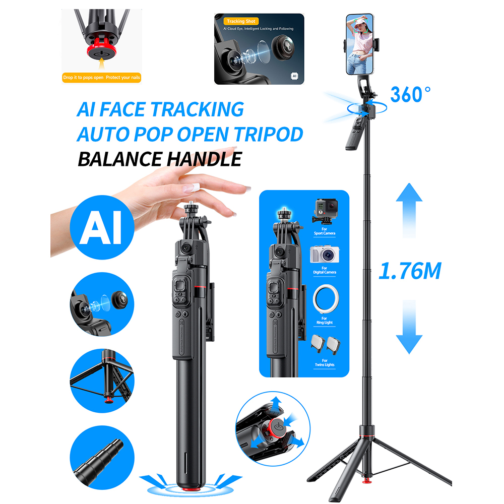 Photography Basics - AI 짐벌 삼각대 점핑 셀카봉 360