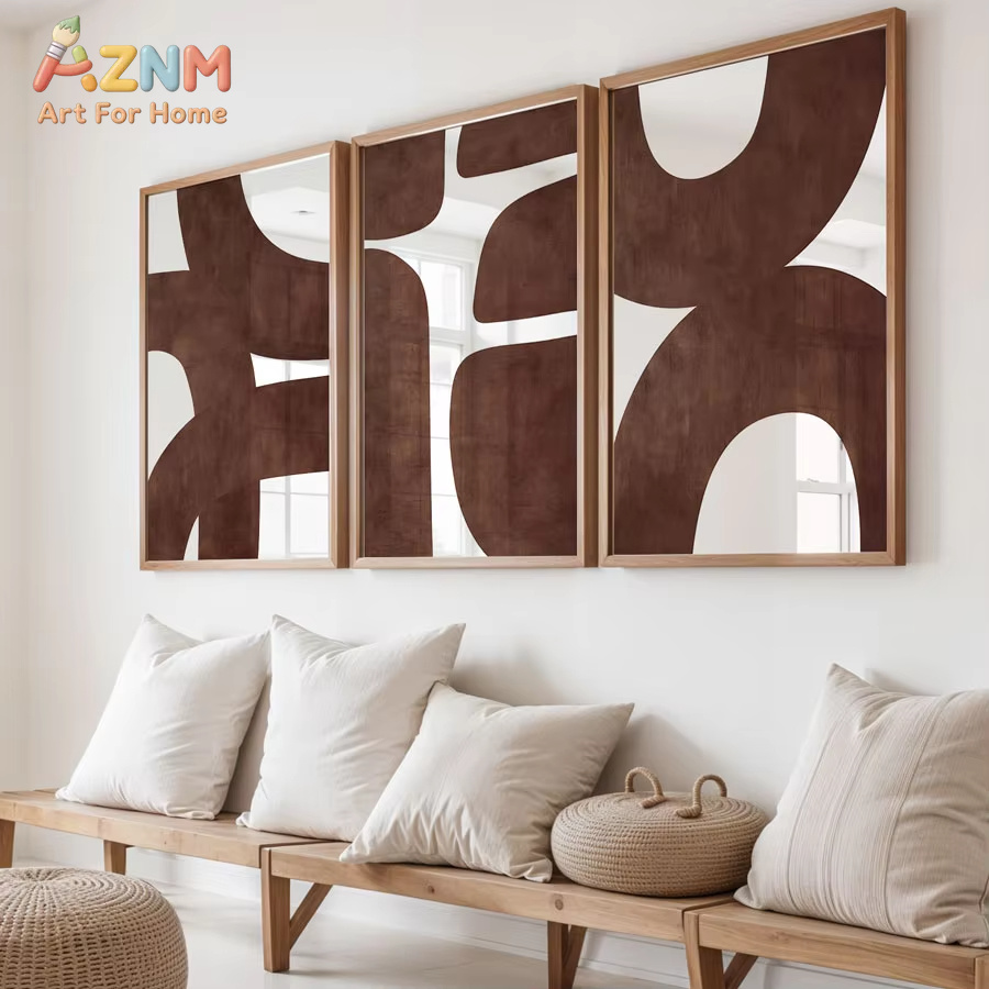 AZNM 추상 기하학 패턴 벽 장식 3점 세트, 갈색  - Photography Geometry 리뷰 및 가격