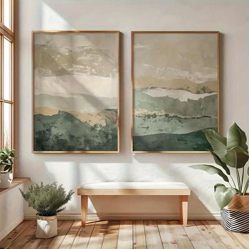 2개/세트 와비사비 추상 기하학적 캔버스 프린트 녹색  - Photography Geometry 리뷰 및 가격
